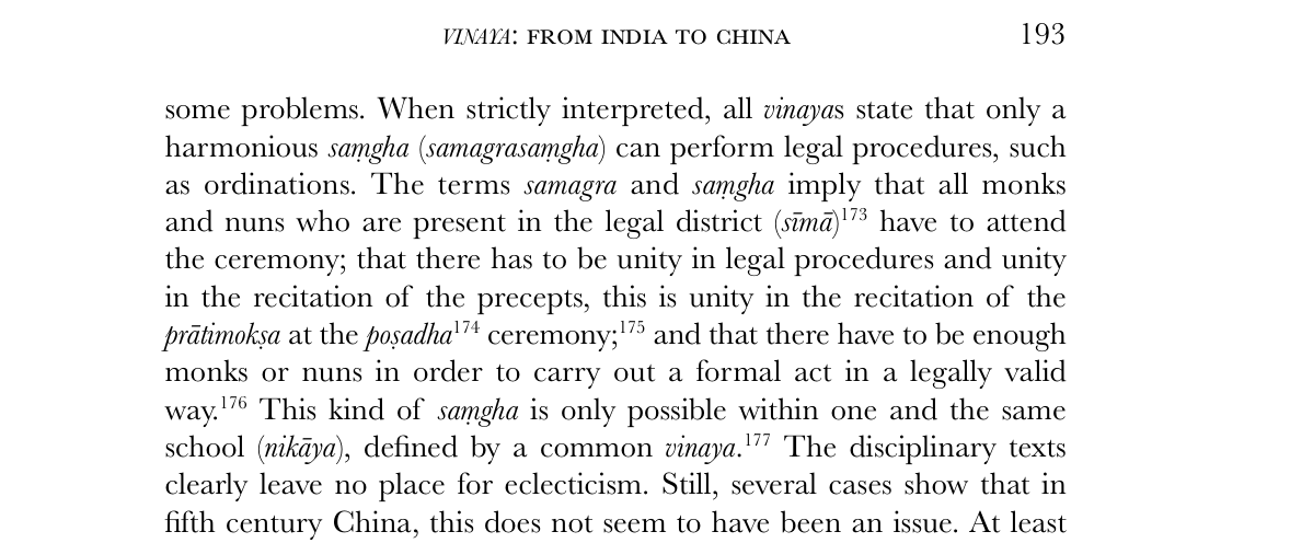 Heirman〈Vinaya: from India to China〉书内第 193 页（PDF 第 204 页） 书影
