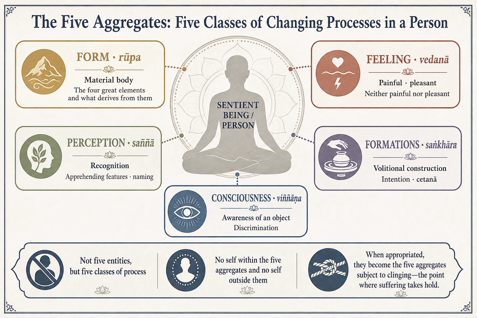 The five aggregates: five classes of changing processes in a person