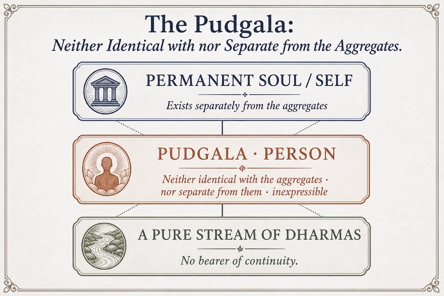 The person: neither identical with nor separate from the aggregates
