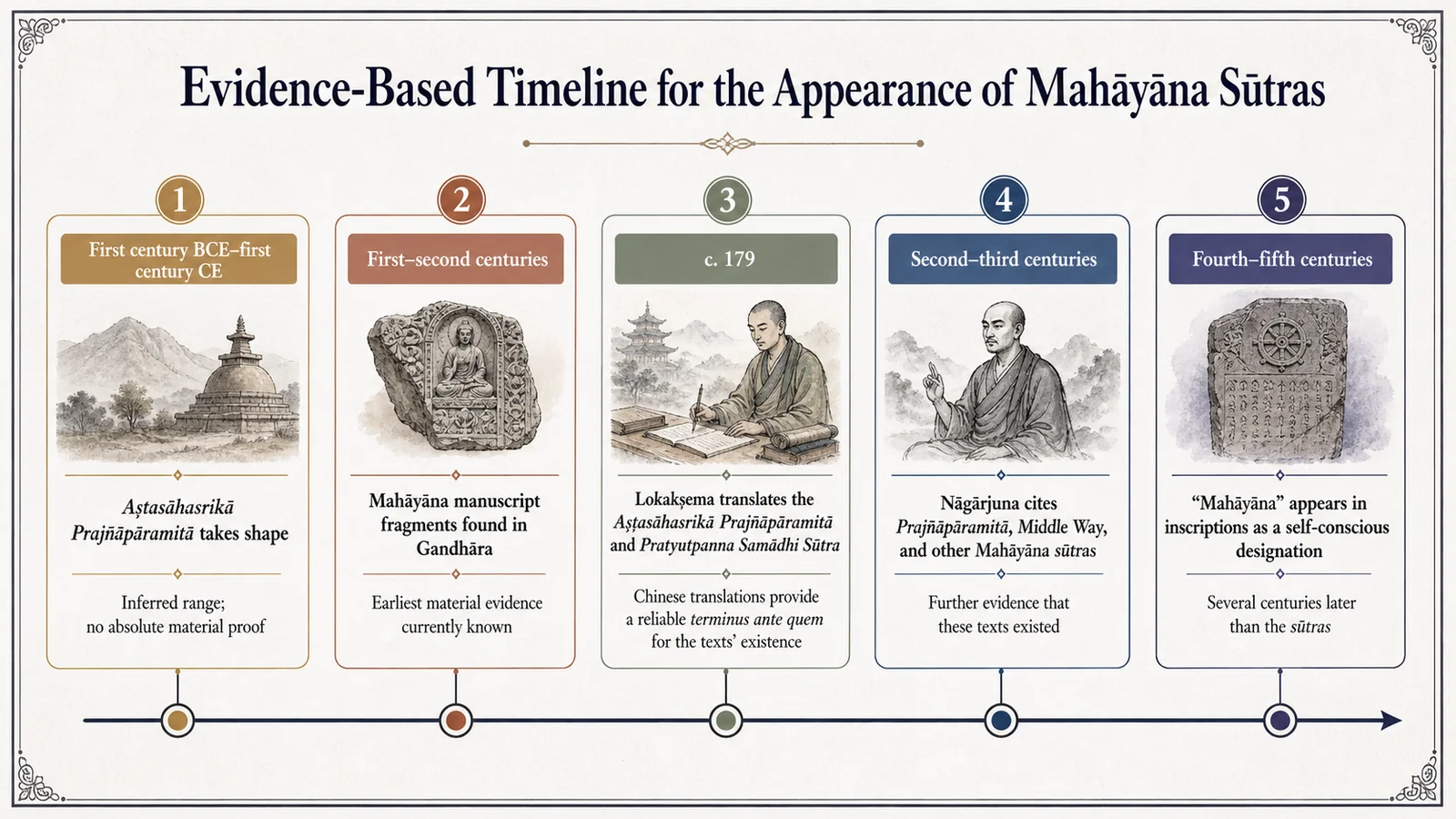 Documentable chronology of the appearance of Mahāyāna scriptures