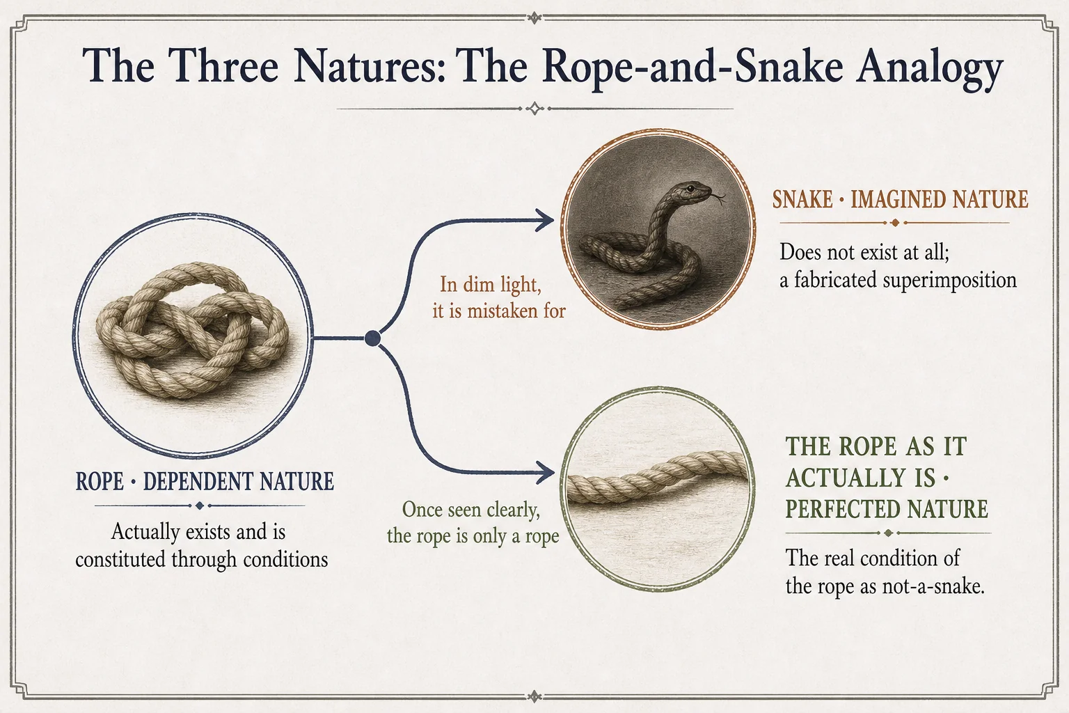 The three natures: the rope-and-snake analogy