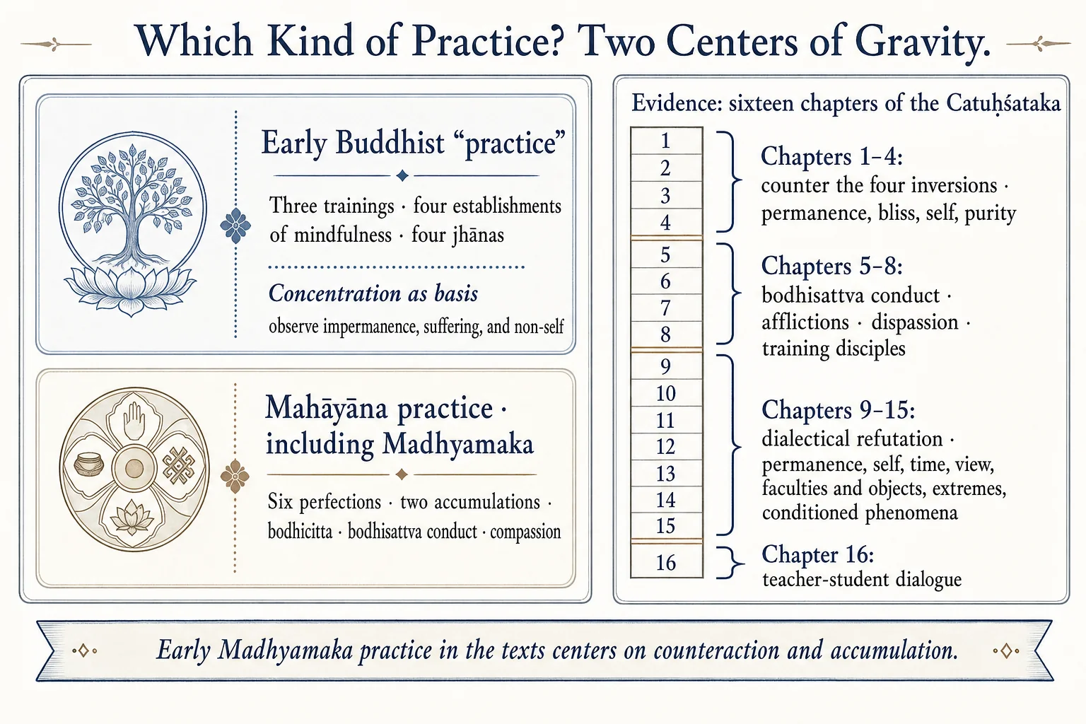What kind of practice? Two centers of gravity