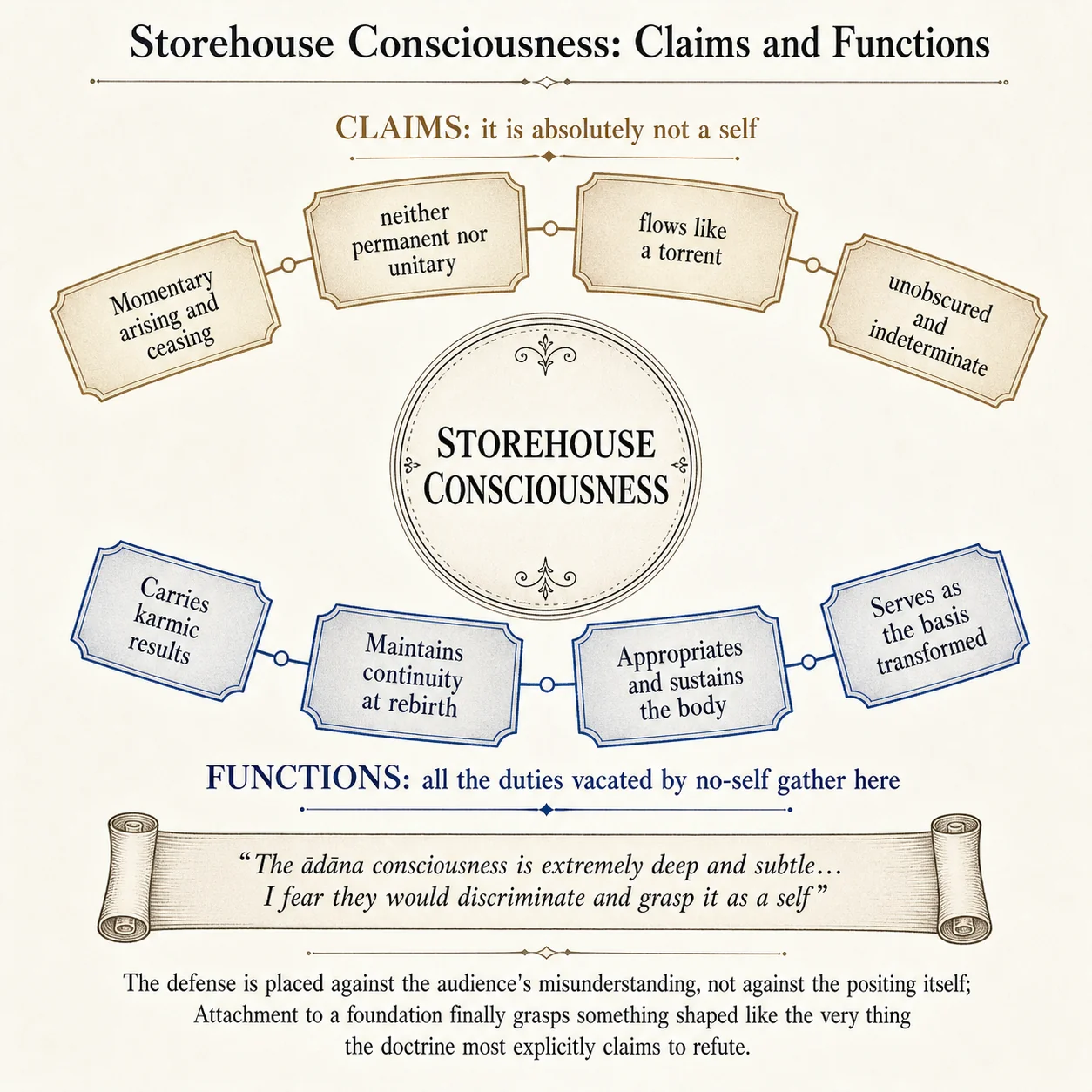 The storehouse consciousness: level of claims and level of functions