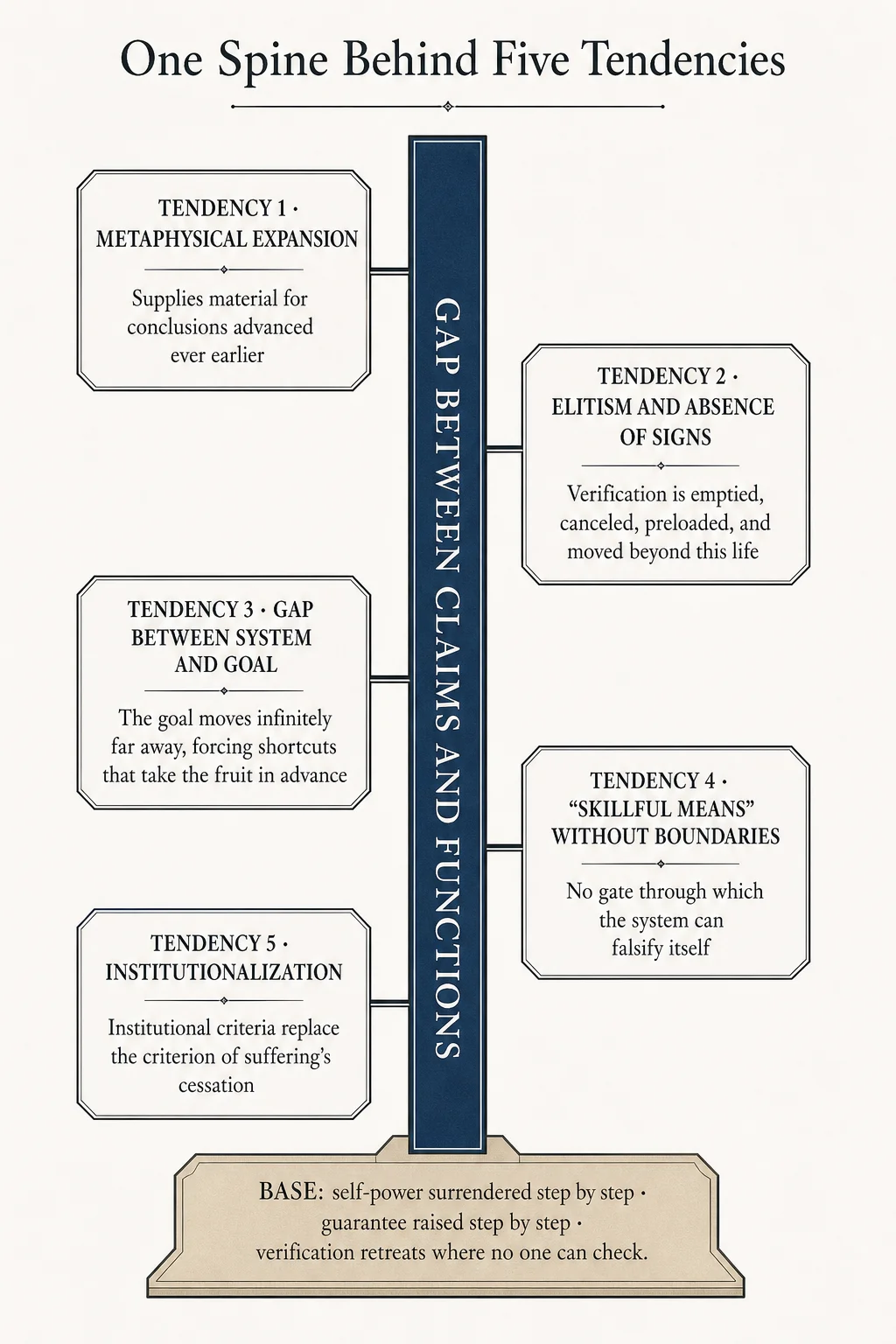 One spine beneath five tendencies