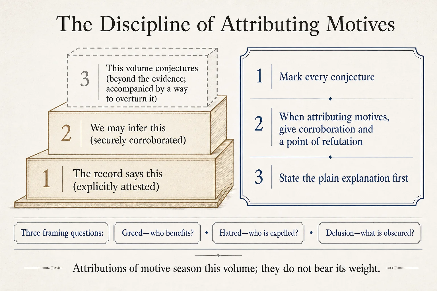 The Discipline of Arguments About Hidden Motives: Three Levels of Diction and Three Framing Questions