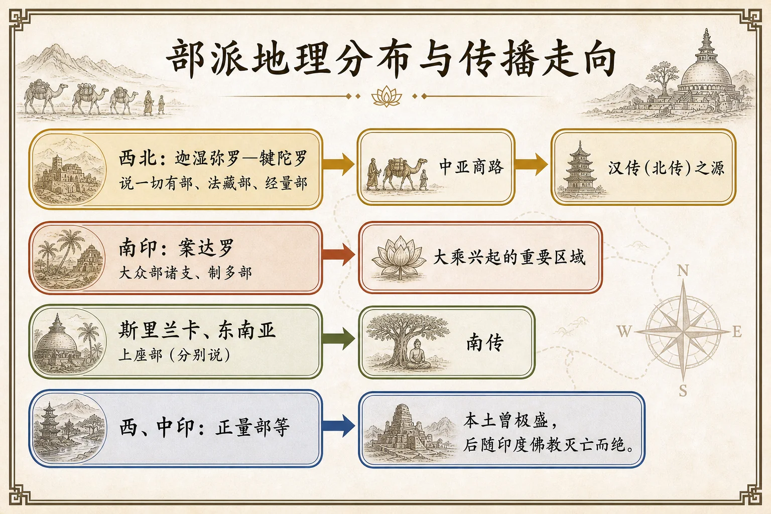 部派地理分布与传播走向