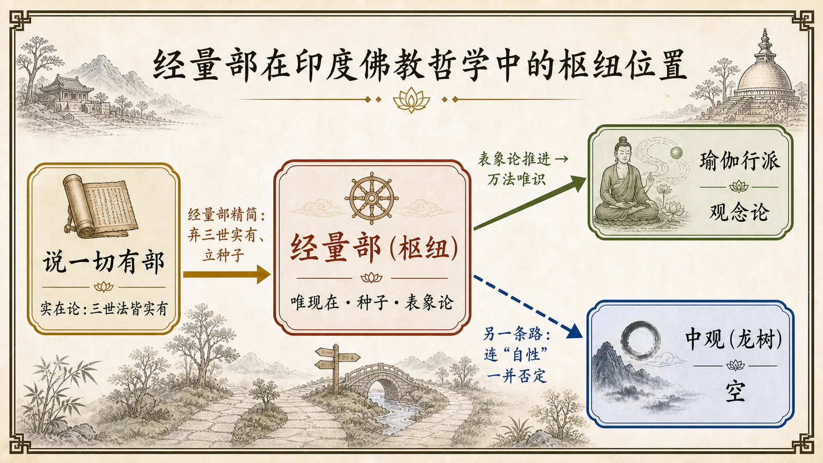 经量部在印度佛教哲学中的枢纽位置