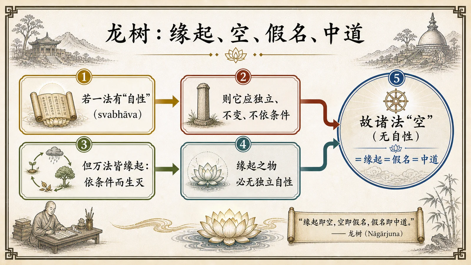 龙树:缘起、空、假名、中道