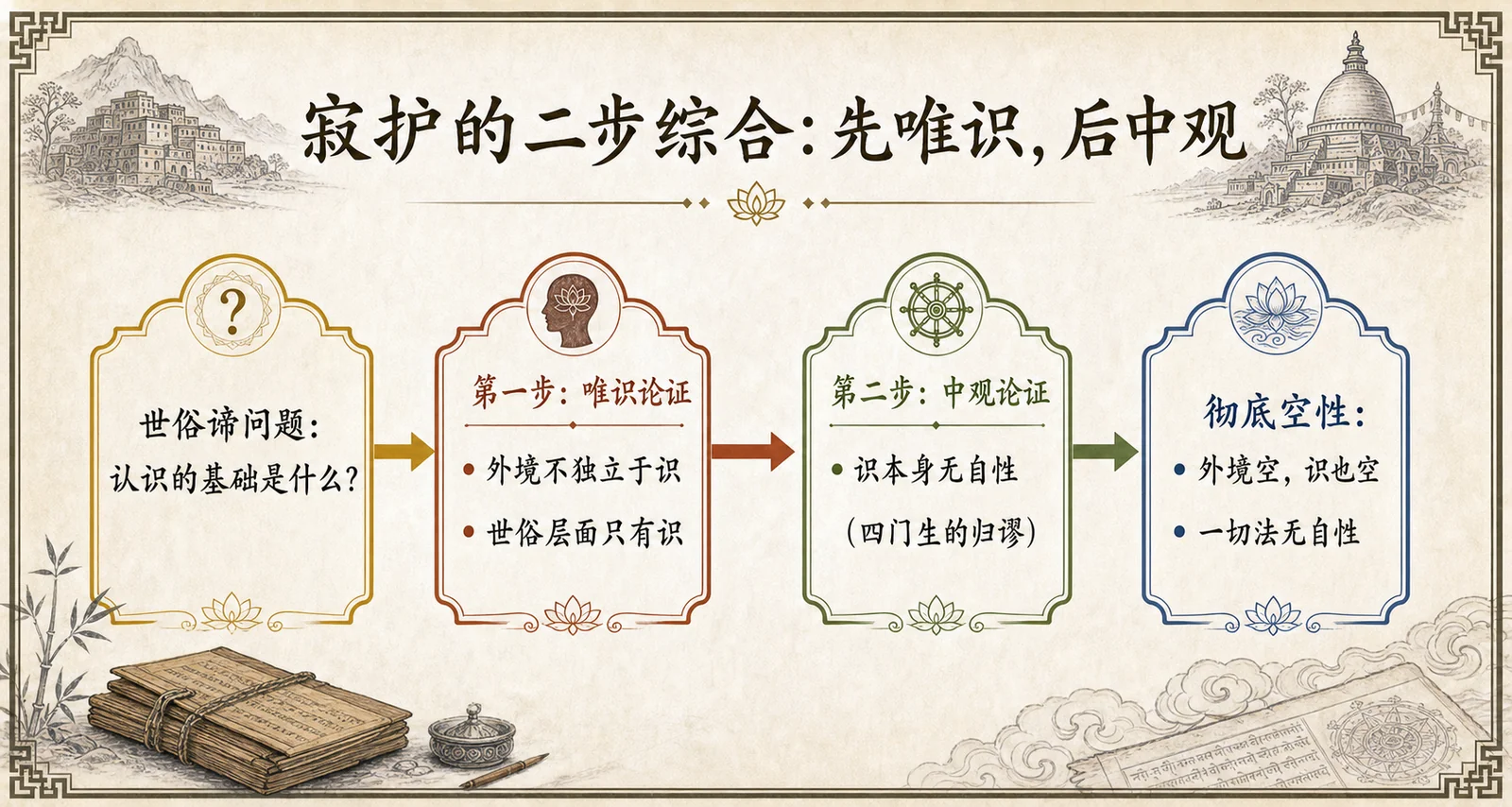 寂护的二步综合:先唯识,后中观