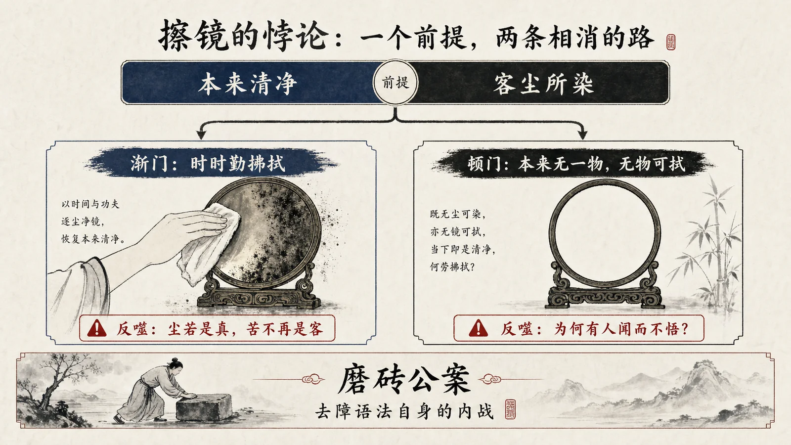 擦镜的悖论:一个前提,两条相消的路